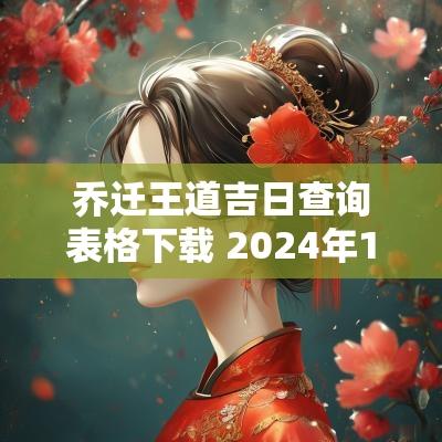 乔迁王道吉日查询表格下载 2025年1月乔迁黄道吉日查询表格