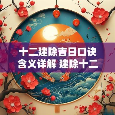 十二建除吉日口诀含义详解 建除十二神吉日