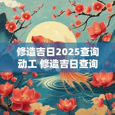 修造吉日2025查询动工 修造吉日查询2025年黄道吉日