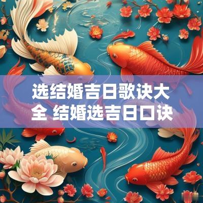 选结婚吉日歌诀大全 结婚选吉日口诀