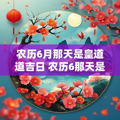 农历6月那天是皇道道吉日 农历6那天是黄道吉日