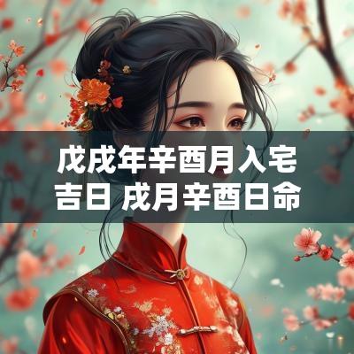 戊戌年辛酉月入宅吉日 戌月辛酉日命例
