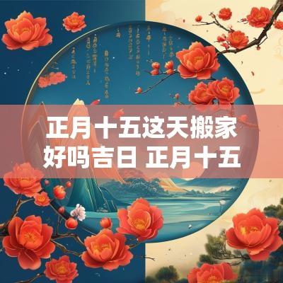 正月十五这天搬家好吗吉日 正月十五搬家吉利吗2025