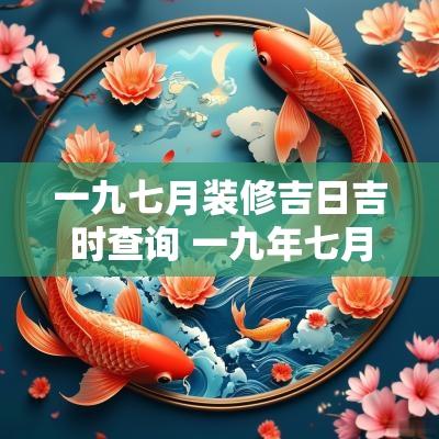 一九七月装修吉日吉时查询 一九年七月份装修黄道吉日