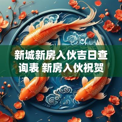 新城新房入伙吉日查询表 新房入伙祝贺词大全