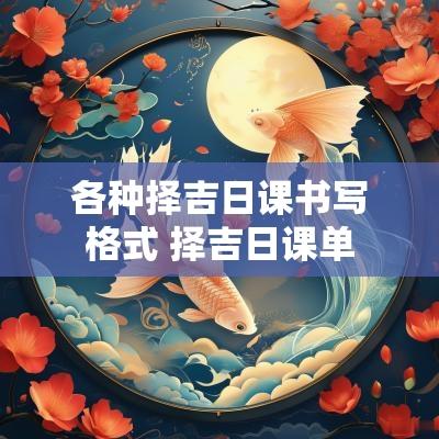 各种择吉日课书写格式 择吉日课单