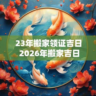23年搬家领证吉日 2026年搬家吉日