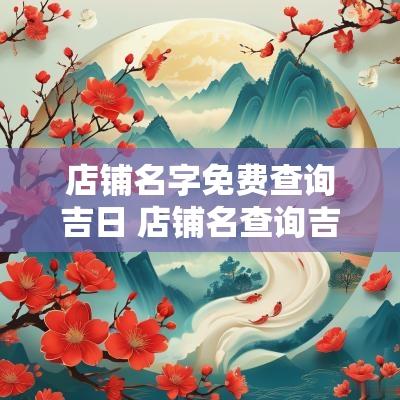店铺名字免费查询吉日 店铺名查询吉凶