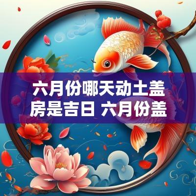 六月份哪天动土盖房是吉日 六月份盖房子动土的黄道吉日
