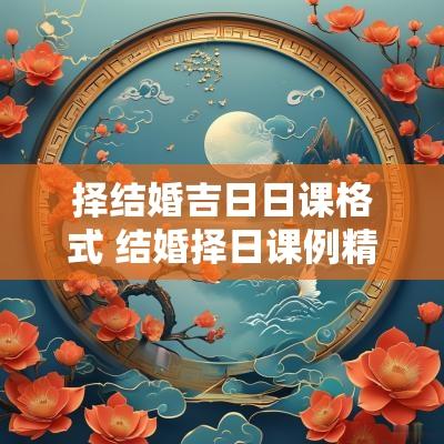 择结婚吉日日课格式 结婚择日课例精解