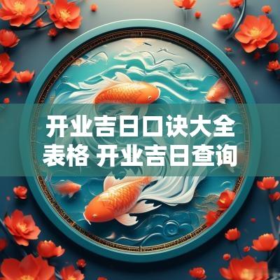 开业吉日口诀大全表格 开业吉日查询2025