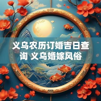 义乌农历订婚吉日查询 义乌婚嫁风俗