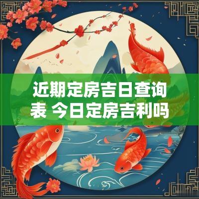近期定房吉日查询表 今日定房吉利吗