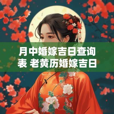 月中婚嫁吉日查询表 老黄历婚嫁吉日吉时查询 月中婚嫁吉日查询表 老黄历婚嫁吉日吉时查询