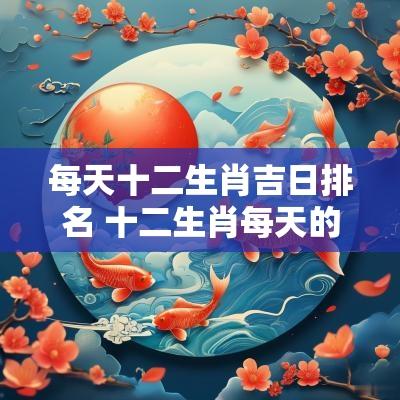 每天十二生肖吉日排名 十二生肖每天的运势
