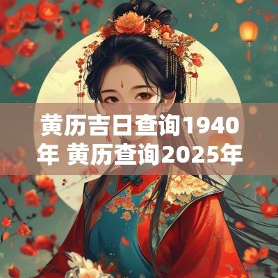 黄历吉日查询1940年 黄历查询2025年黄道吉日