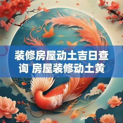 装修房屋动土吉日查询 房屋装修动土黄道吉日