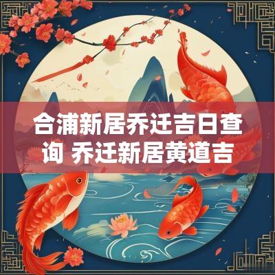 合浦新居乔迁吉日查询 乔迁新居黄道吉日查询