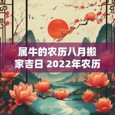 属牛的农历八月搬家吉日 2025年农历八月属牛搬家吉日