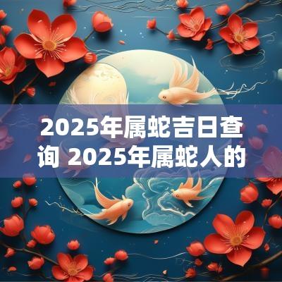 2026年属蛇吉日查询 2026年属蛇人的全年运势如何