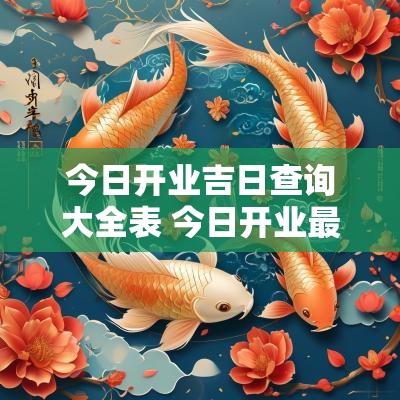 今日开业吉日查询大全表 今日开业最佳时间