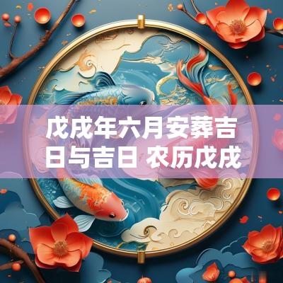 戊戌年六月安葬吉日与吉日 农历戊戌年十月安葬吉日