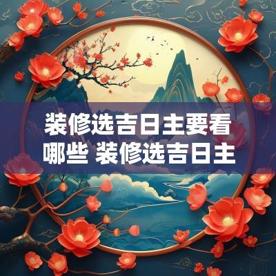 装修选吉日主要看哪些 装修选吉日主要看哪些日子