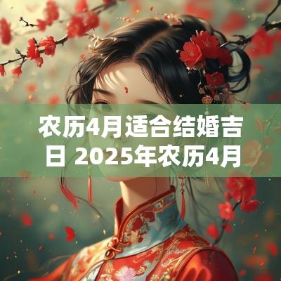 农历4月适合结婚吉日 2025年农历4月适合结婚的吉日