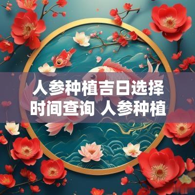 人参种植吉日选择时间查询 人参种植条件和方法时间地区
