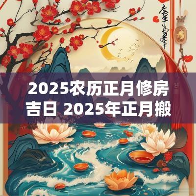 2025农历正月修房吉日 2025年正月搬家最吉利的日子 2025农历正月修房吉日 2025年正月搬家最吉利的日子