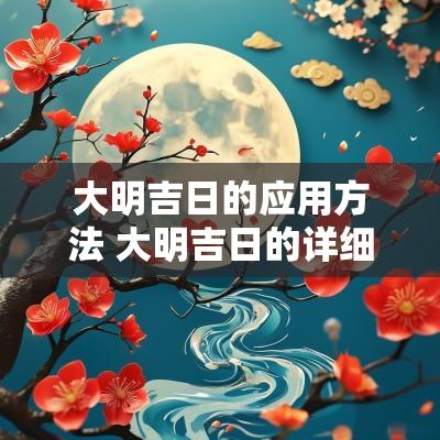 大明吉日的应用方法 大明吉日的详细解释