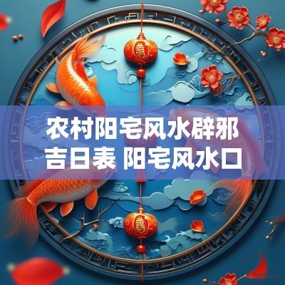 农村阳宅风水辟邪吉日表 阳宅风水口诀全解