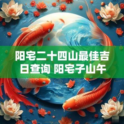 阳宅二十四山最佳吉日查询 阳宅子山午向十二水口吉凶