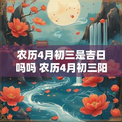 农历4月初三是吉日吗吗 农历4月初三阳历是多少