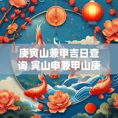 庚寅山兼甲吉日查询 寅山申兼甲山庚