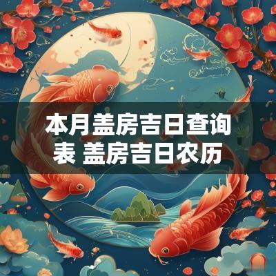 本月盖房吉日查询表 盖房吉日农历