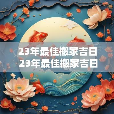 23年最佳搬家吉日 23年最佳搬家吉日是哪天