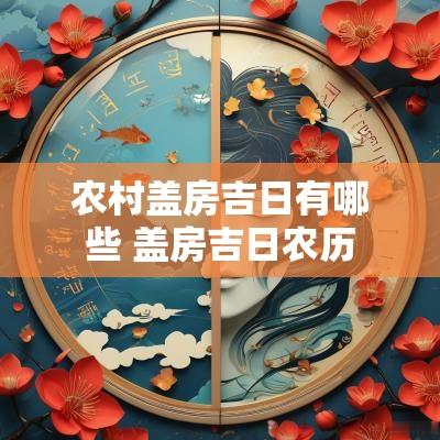 农村盖房吉日有哪些 盖房吉日农历