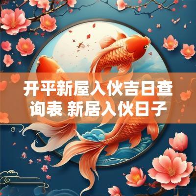 开平新屋入伙吉日查询表 新居入伙日子在线查询