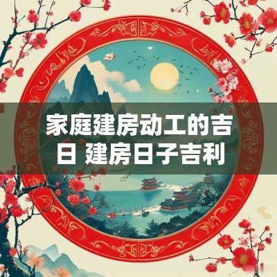 家庭建房动工的吉日 建房日子吉利