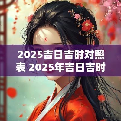 2025吉日吉时对照表 2025年吉日吉时黄道吉日