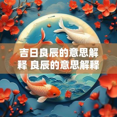 吉日良辰的意思解释 良辰的意思解释