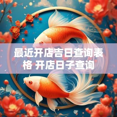 最近开店吉日查询表格 开店日子查询