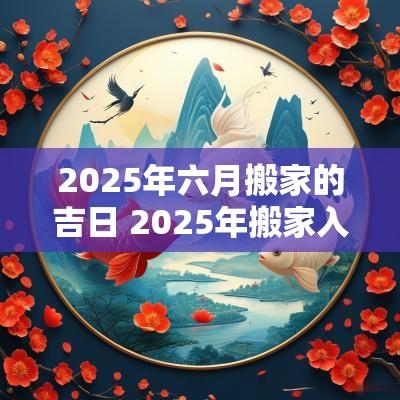 2025年六月搬家的吉日 2025年搬家入住新房的吉日吉时