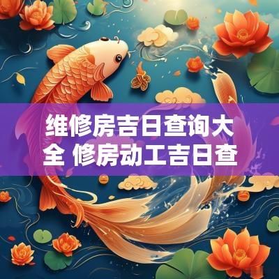 维修房吉日查询大全 修房动工吉日查询2025