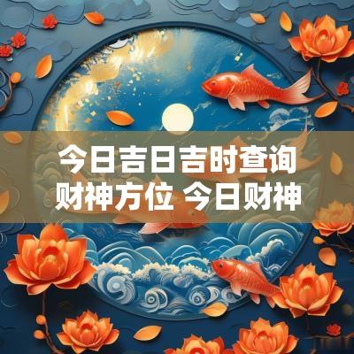 今日吉日吉时查询财神方位 今日财神方位老黄历吉时查询