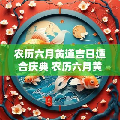 农历六月黄道吉日适合庆典 农历六月黄道吉日适合庆典嘛