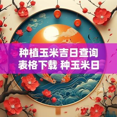 种植玉米吉日查询表格下载 种玉米日子