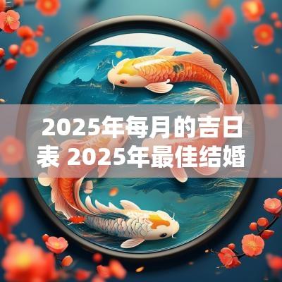 2025年每月的吉日表 2025年最佳结婚吉日表