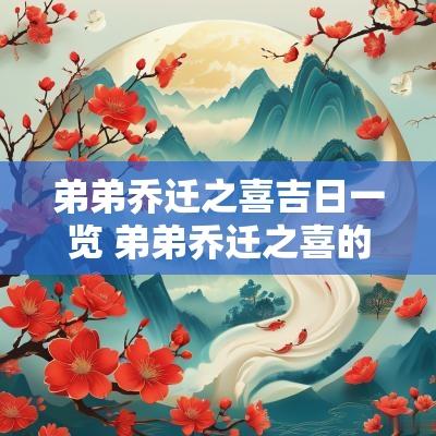 弟弟乔迁之喜吉日一览 弟弟乔迁之喜的说说